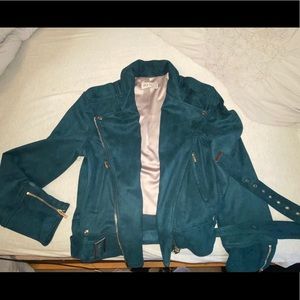 House Of London Turquoise Suede Moto Jacket